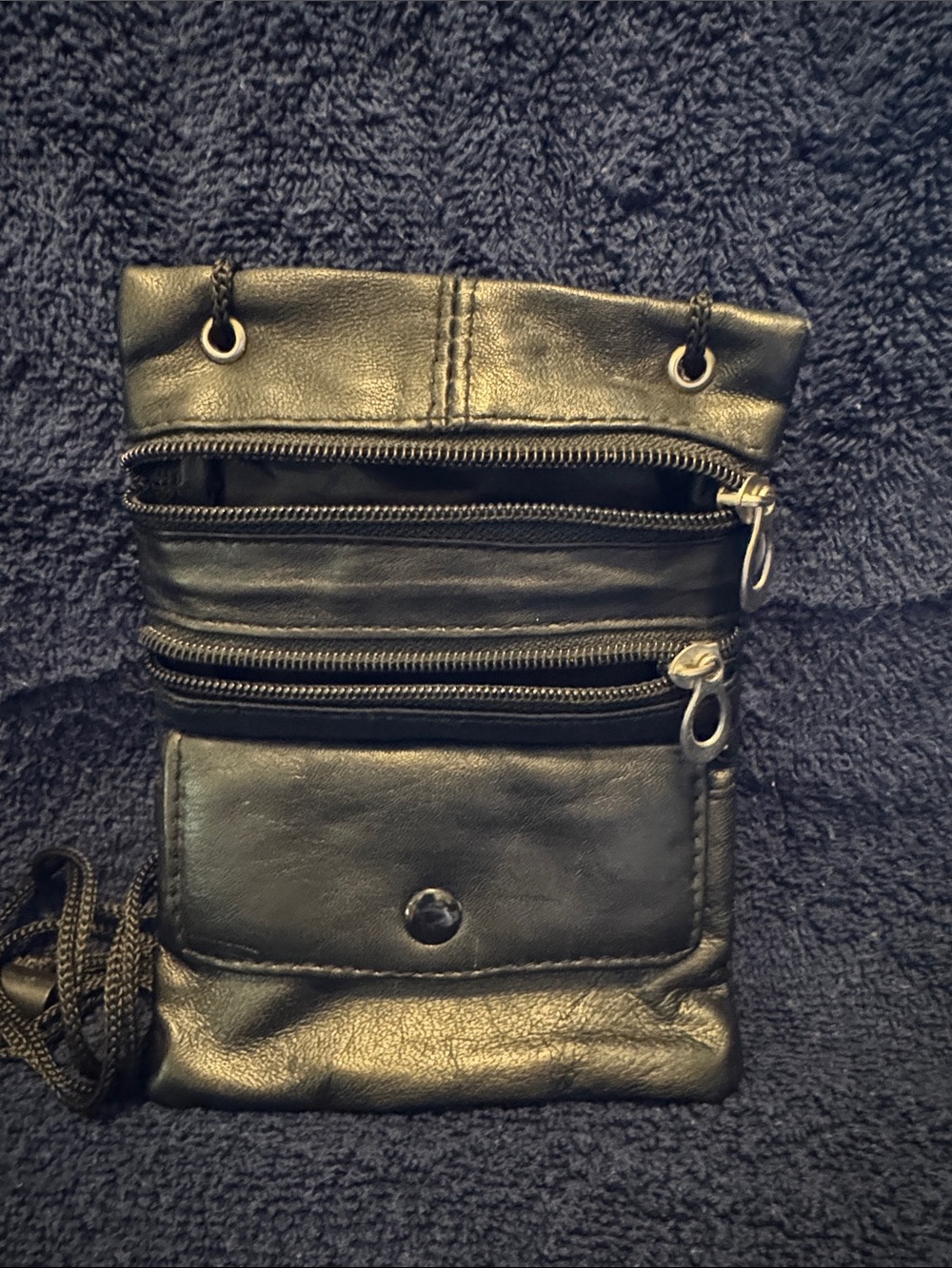 Classic Black Leather Crossbody Bag - Compact Women's Bag